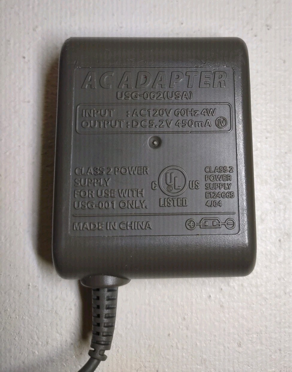 Nintendo DS Lite AC Adapter Charger USG-002 (USA) – Used, Tested, OEM