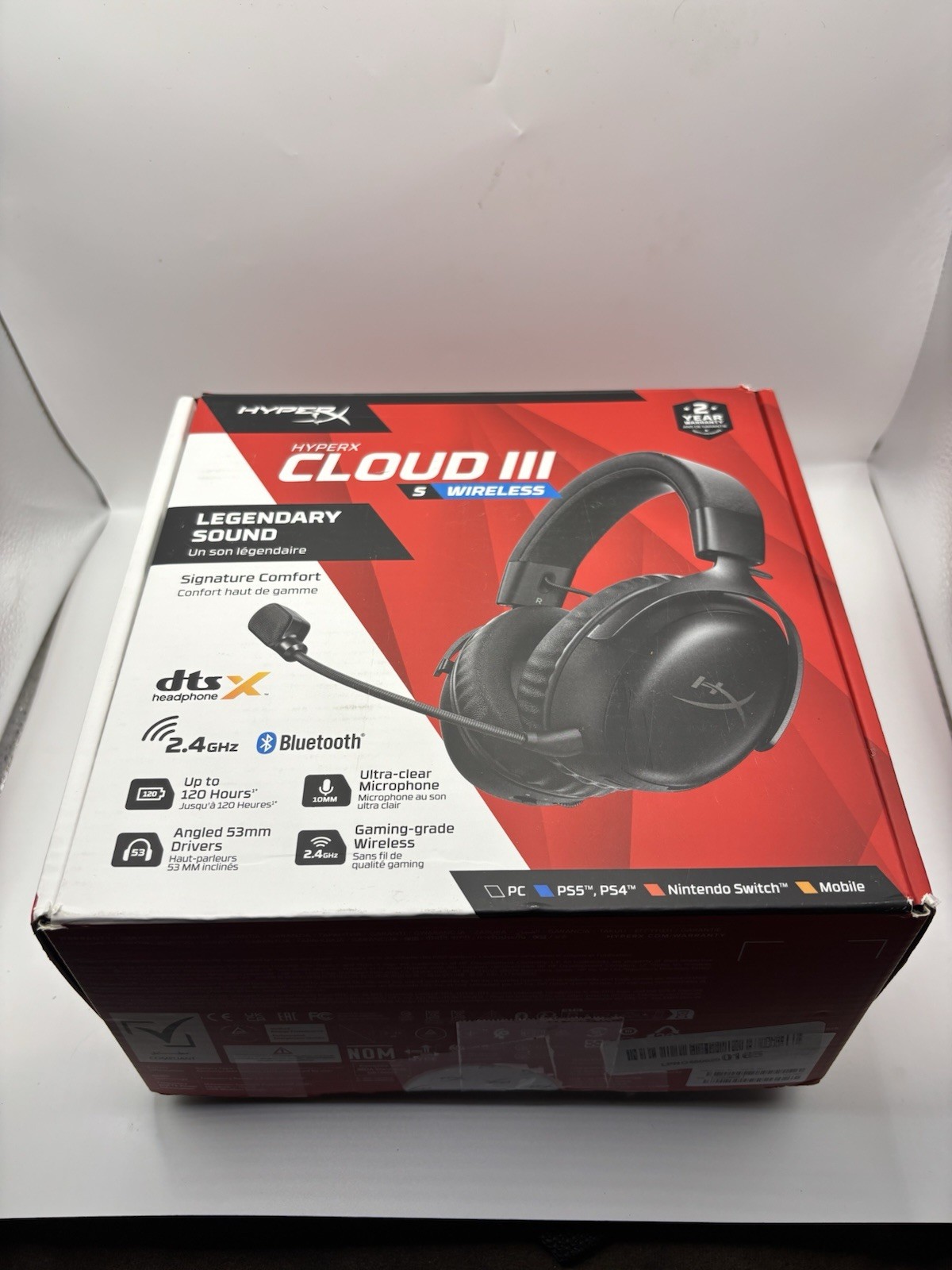 NO DONGLE HyperX Cloud III Wireless Gaming Headset 120-hour Battery 2.4GHz