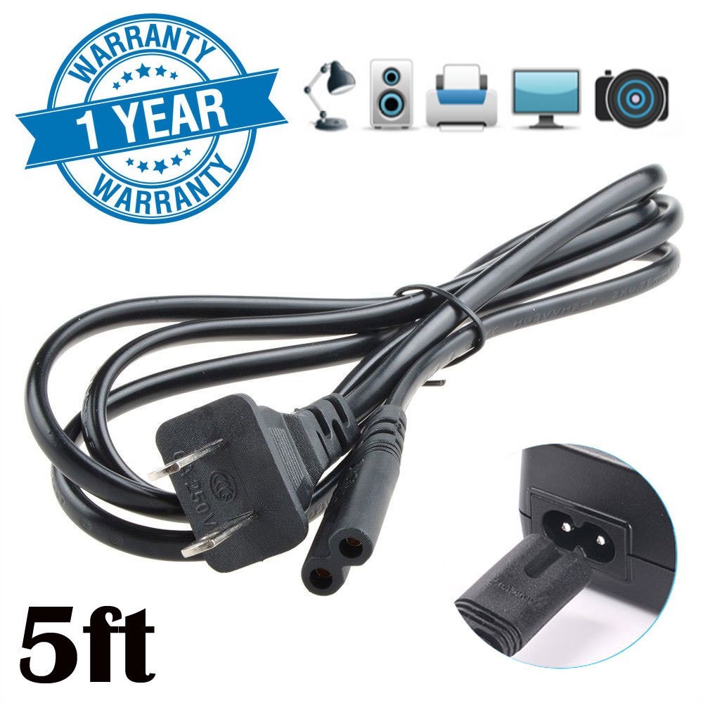AC Power Cord/Cable for Sony Playstation 4 PS4 PS2 PS3/PS3 Slim 2-Prong Port 5FT