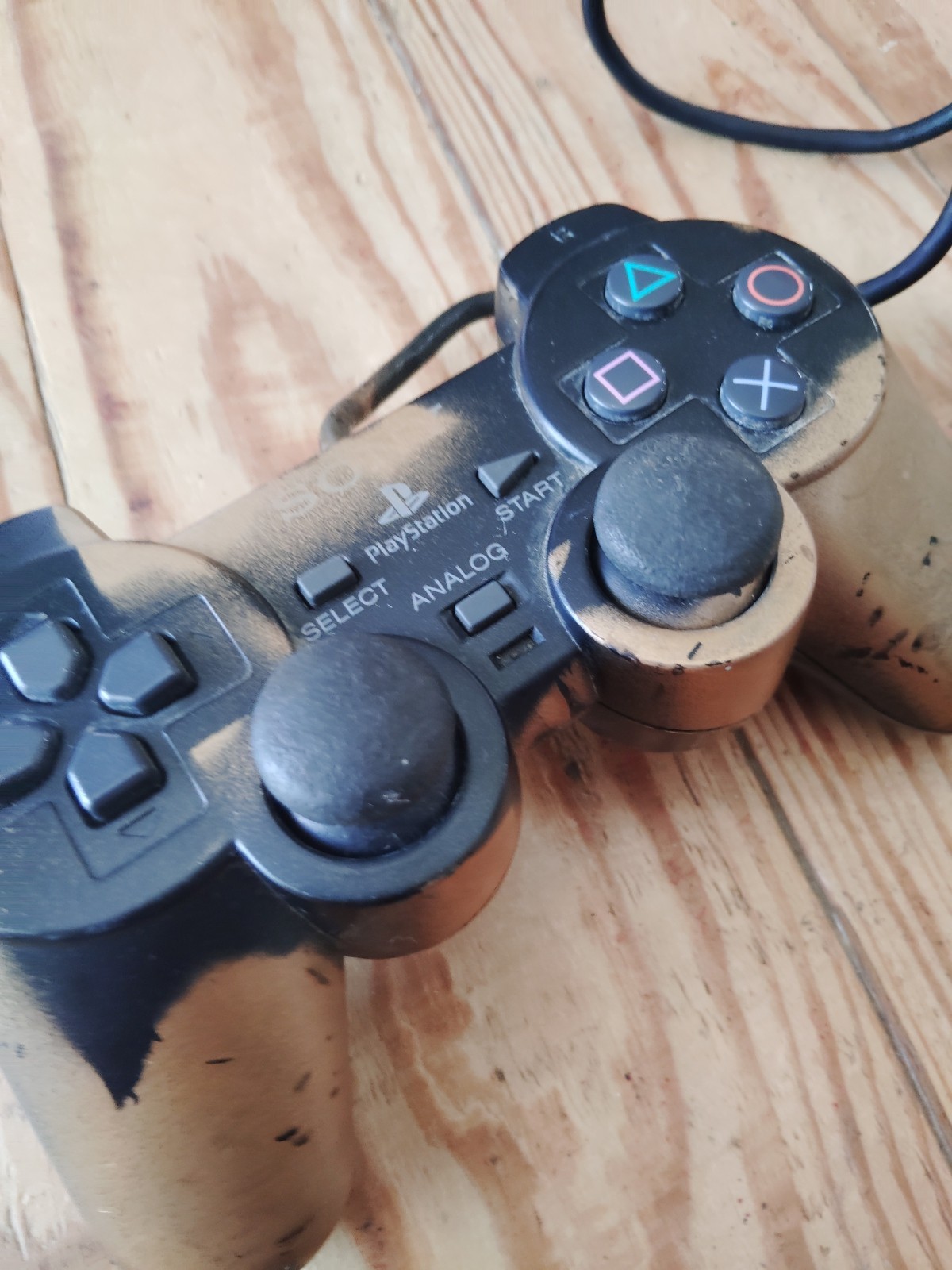 PS2 Dual Shock 2 Analog Controller Gold And Black Custom Paint Ps2 Tested Works
