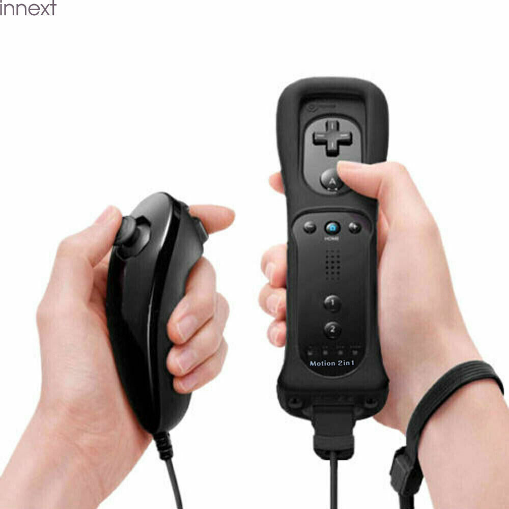 2 Pack 2in1 Motion Plus Remote and Nunchuck Controllers for Wii & Wii U Wiimote