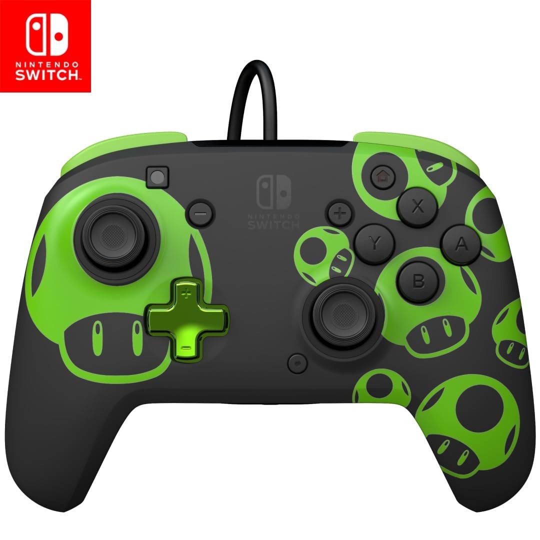 PDP Rematch WIRED Gaming Controller: 1-Up Mushroom for Nintendo Switch – Glow™