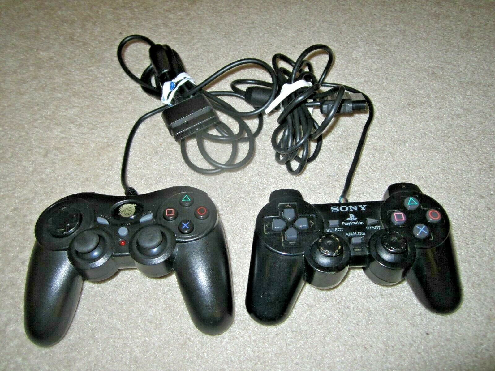 PS2 Controller Lot of 2 Dualshock Original PlayStation 2 Wired 1 Sony 1 Pelican