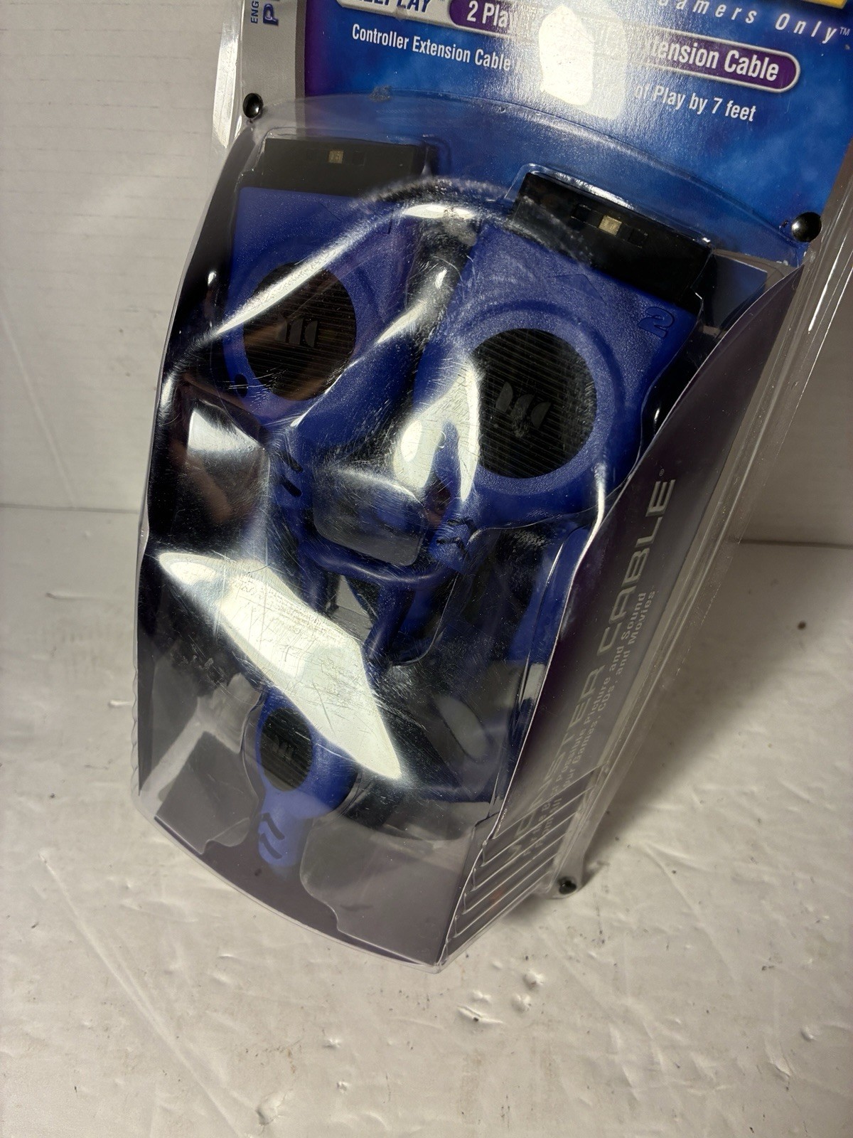 NEW DUAL 2 BLUE LED MONSTER BRAND CONTROLLER EXTENSION CABLES FOR PLAYSTATION 1
