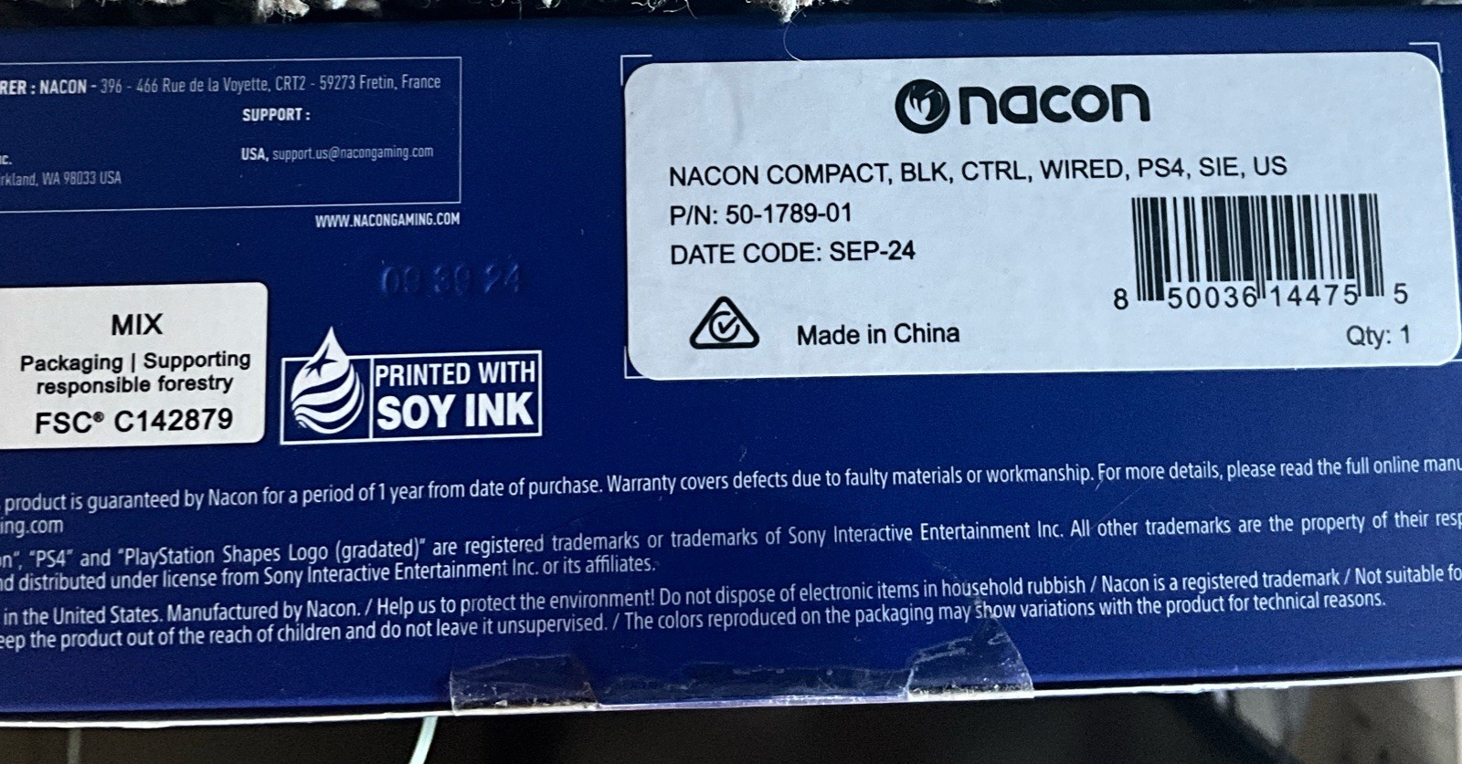 Sony PlayStation 4 – Nacon Wired Controller for PlayStation 4 PS4 CIB TESTED