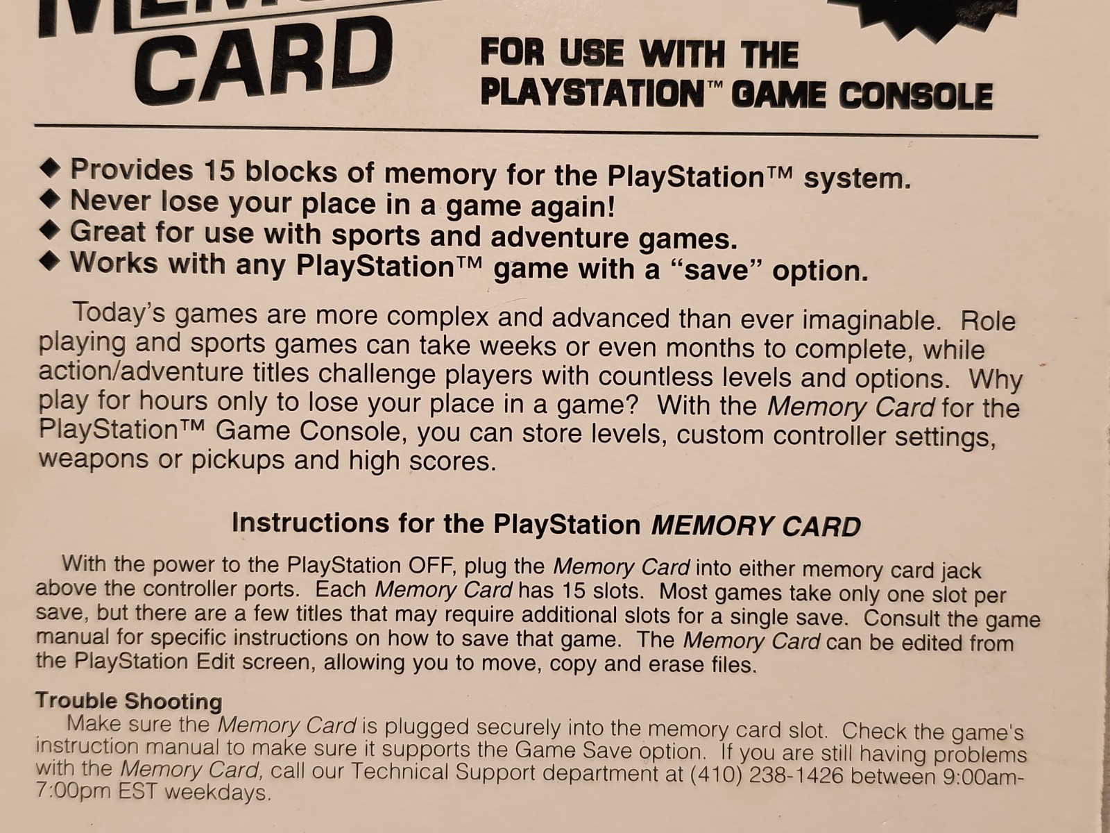 Performance Memory Card P-102 For Sony PlayStation 1 New Sealed PKG