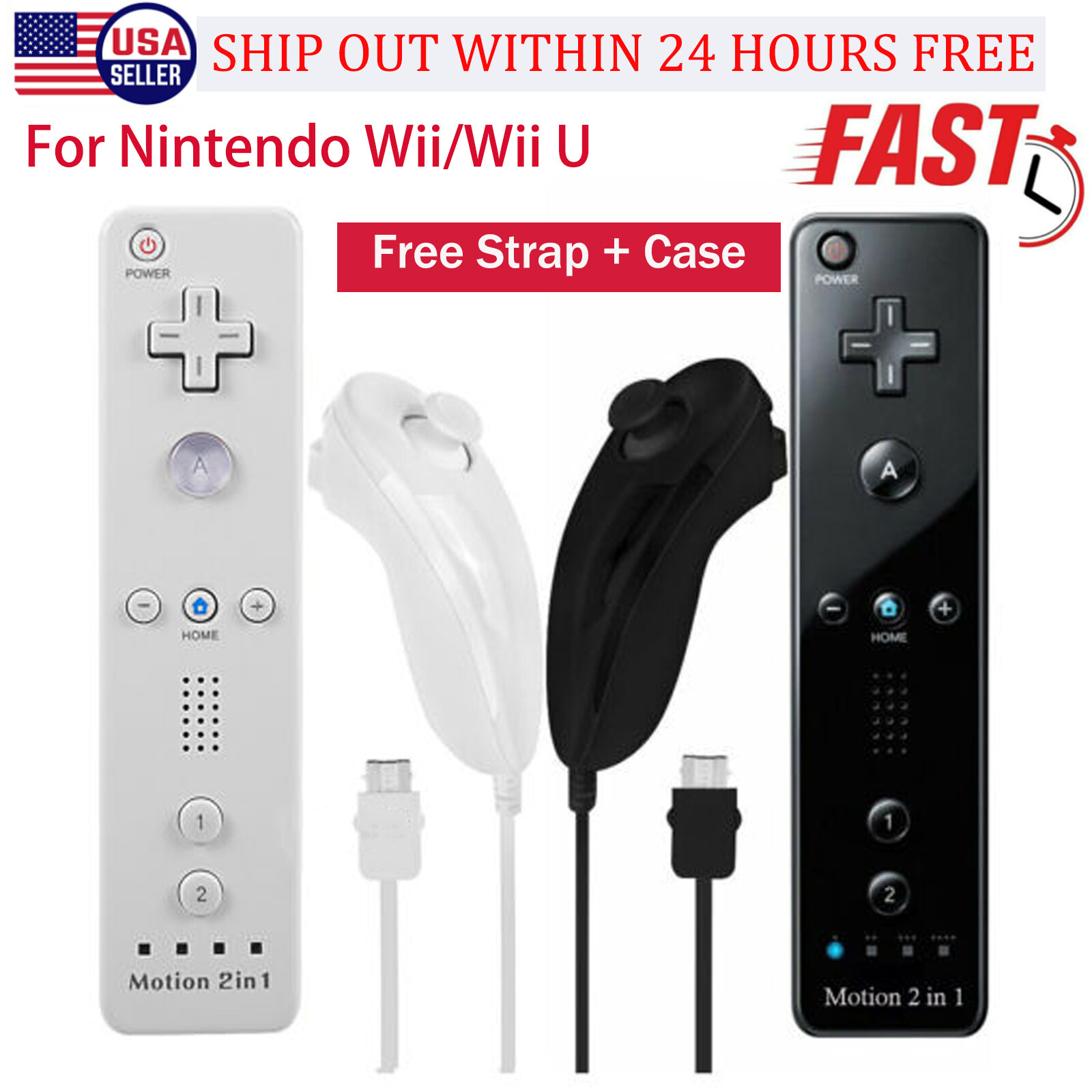 Motion Plus Wii Remote Controller and Nunchuck for Wii/Wii U Console Video Games
