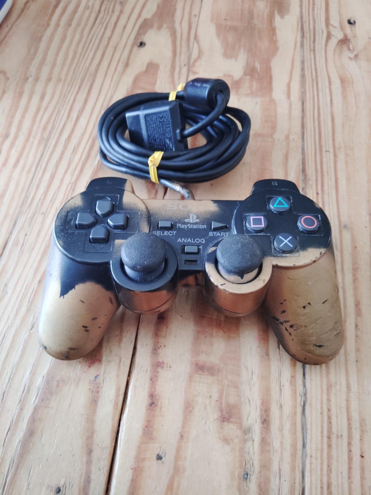 PS2 Dual Shock 2 Analog Controller Gold And Black Custom Paint Ps2 Tested Works