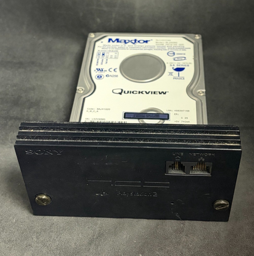 Official Sony PlayStation 2 PS2 Network HDD Adapter SCPH-10281 w/ 250 GB HDD