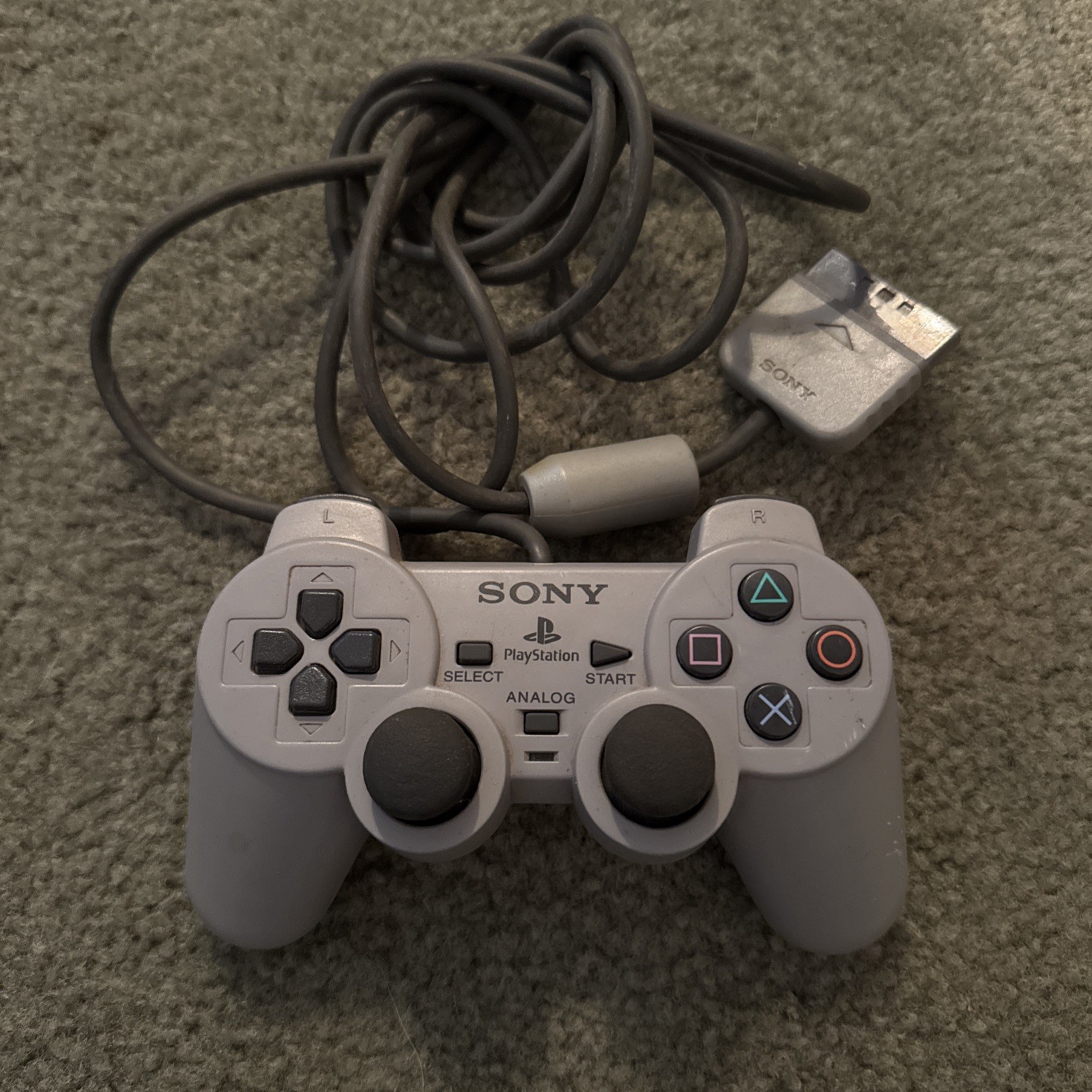 Sony PlayStation 1 PS1 Gray Dual Shock Analog OEM Controller SCPH-1200 Tested