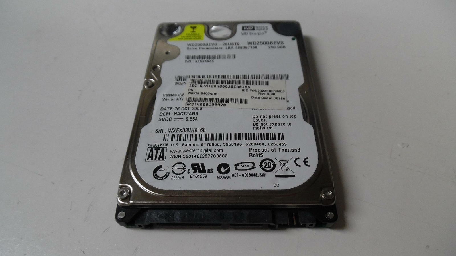 Western Digital 250GB 5400RPM SATA HD Drive – V000122970 – See Desc & Photos