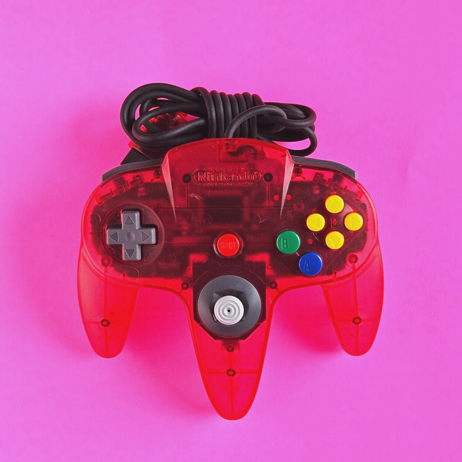 Official Nintendo 64 WATERMELON RED / CLEAR BACK Controller 👾 OEM N64 NUS-005