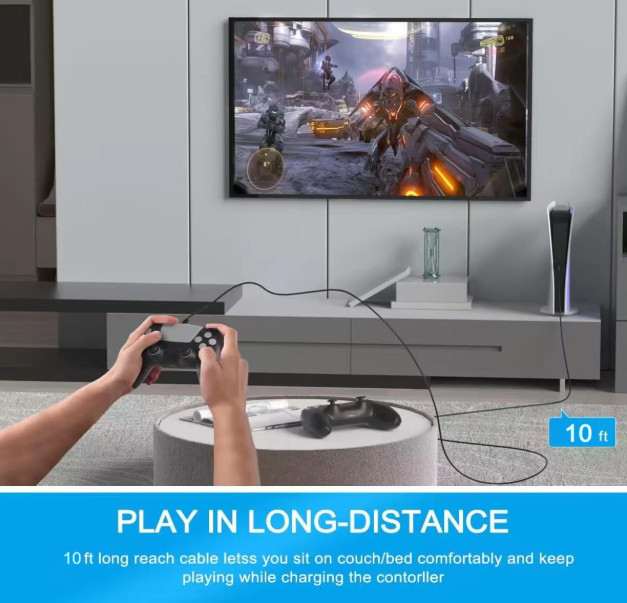 10ft PS4 Controller Charging Cable Compatible with Xbox One Controller,PS4 Charg