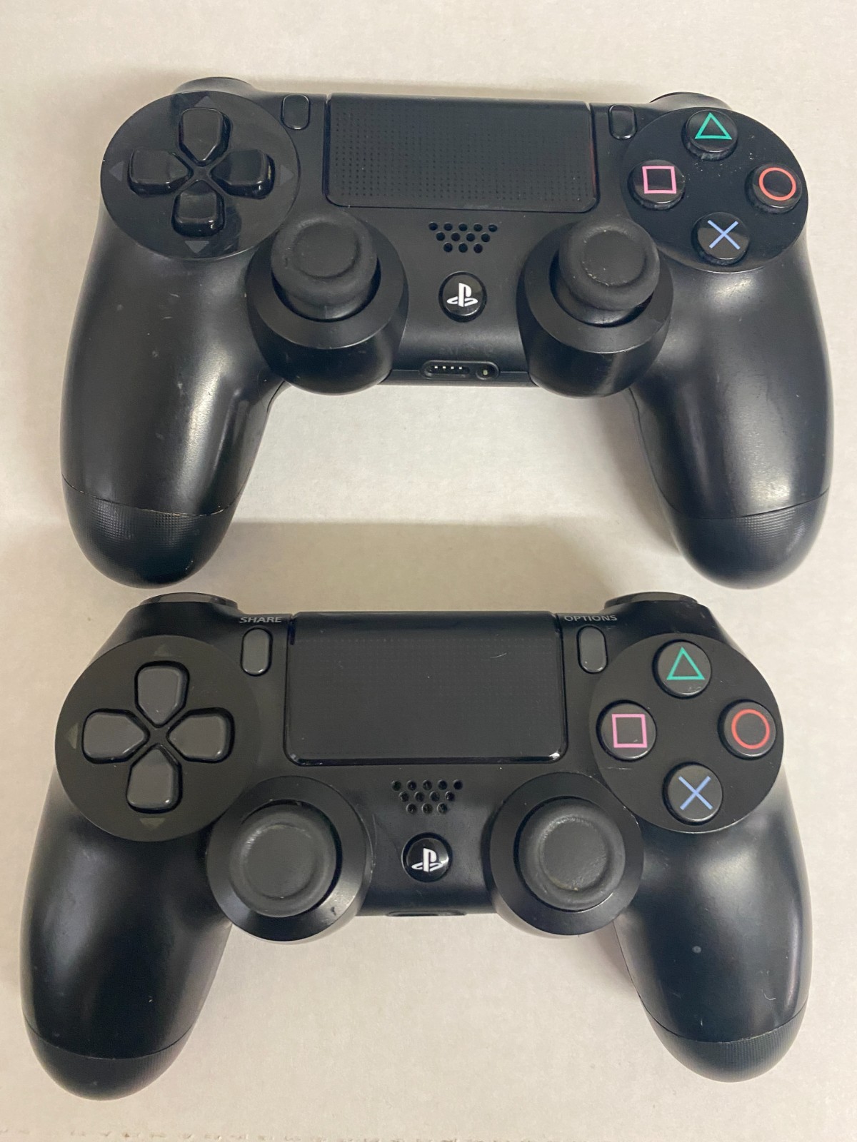 Set of 2 DualShock 4 OEM Black Controllers for Sony Playstation 4 PS4 Tested