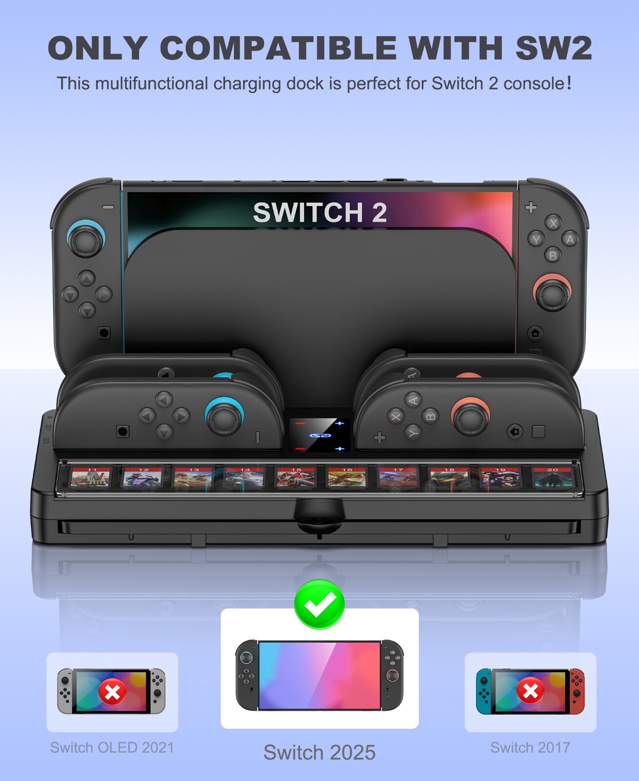 4 in 1 Charging Dock Station for Switch 2 Joy-Con Controller Charger Storage