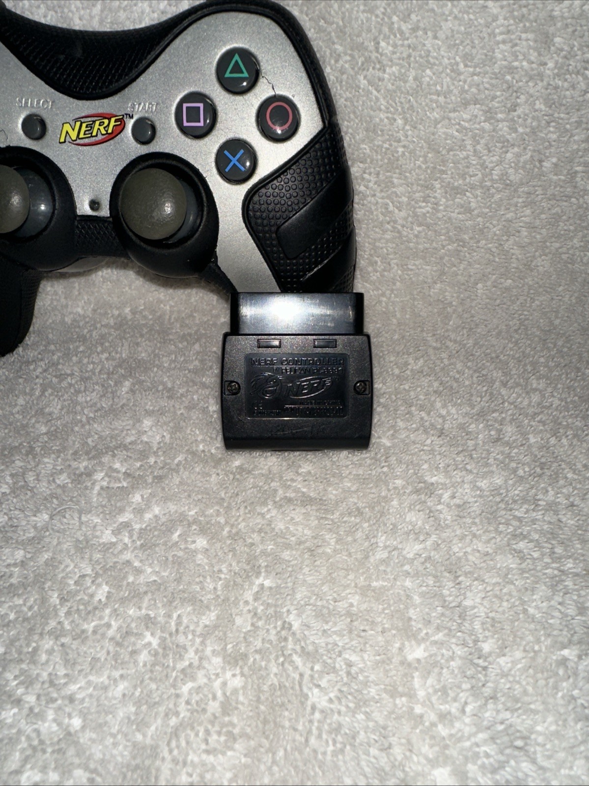 Playstation PS2 Wireless Nerf Black/ Silver Controller Pelican & Dongle TESTED