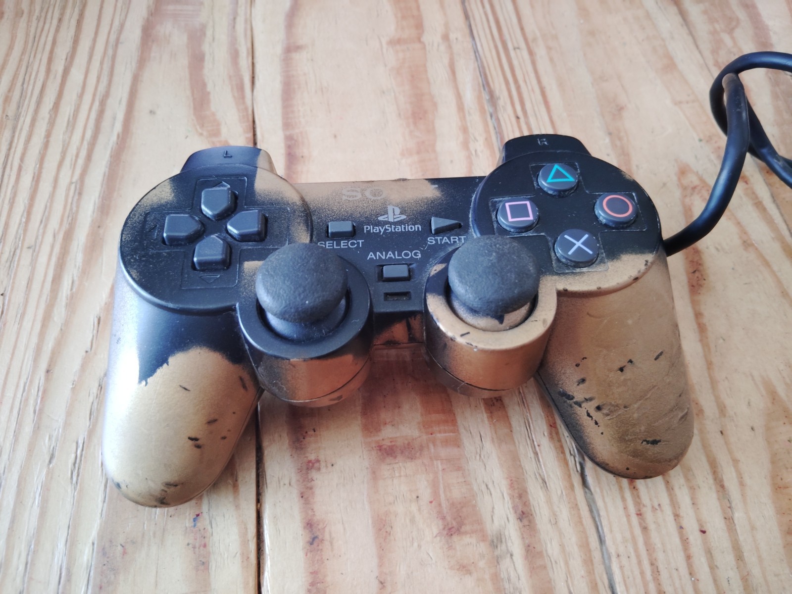 PS2 Dual Shock 2 Analog Controller Gold And Black Custom Paint Ps2 Tested Works