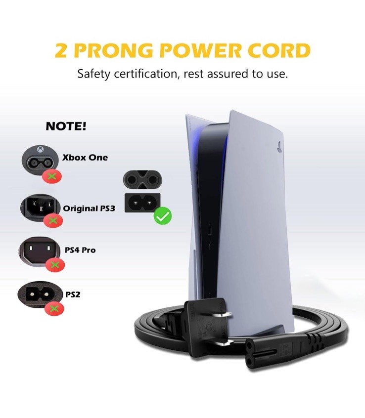Power Cord Cable For PS1 Fat PS2 Slim PS3 PS4 PS5 XBOX OG Xbox One S Series S/X
