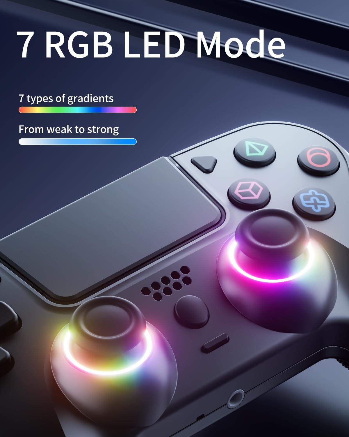 Versatile Wireless Gamepad for PS5/PC with RGB Mode & Motion Sensing – Black