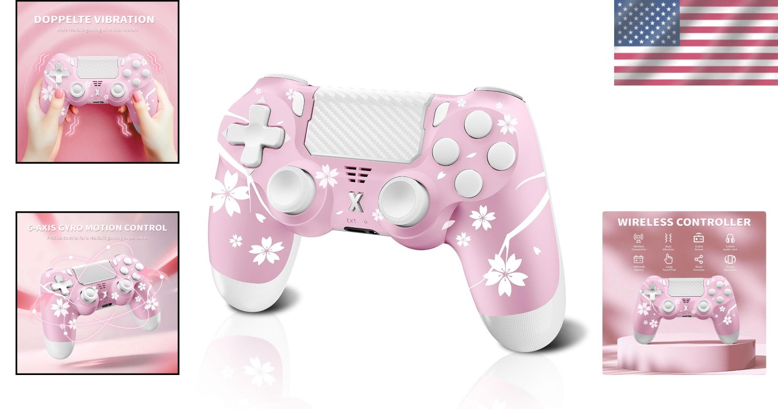 Multi-Platform PS4 Wireless Controller – Sleek Sakura with Touchpad and Speaker