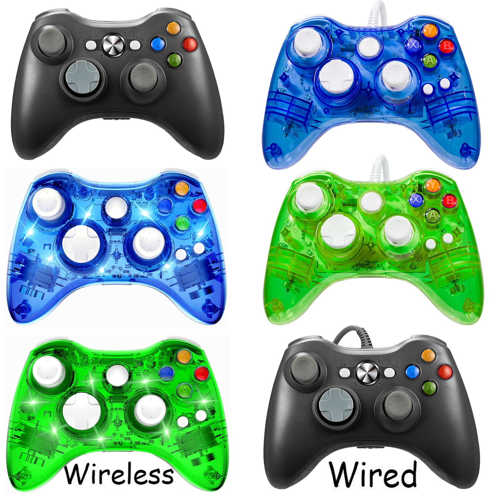Wireless Wired Xbox 360 Controller Joystick for Microsoft Xbox 360 PC Win 7 8 10