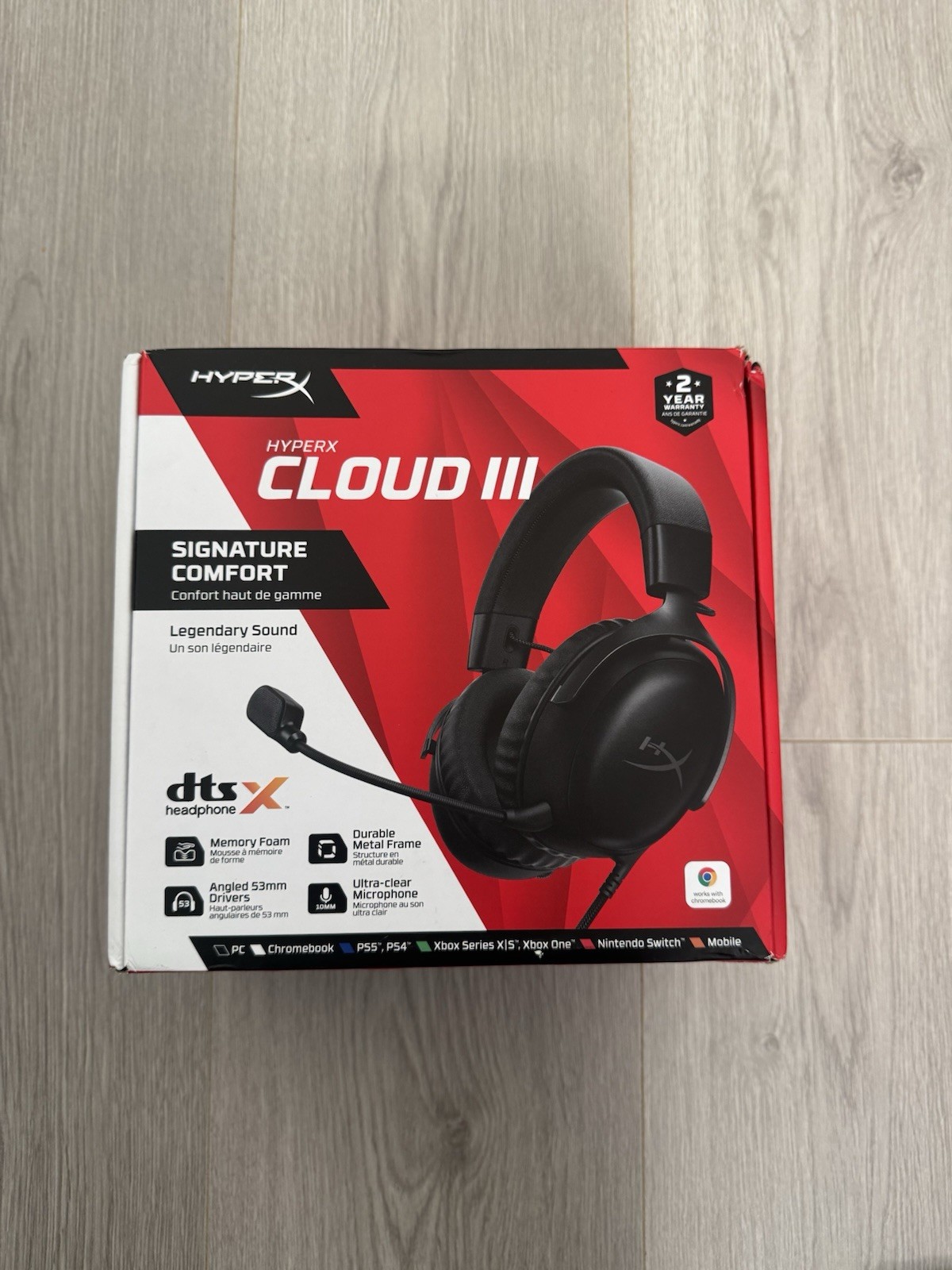HyperX Cloud III Over-Ear Gaming Headset – Black/Red OPEN BOX