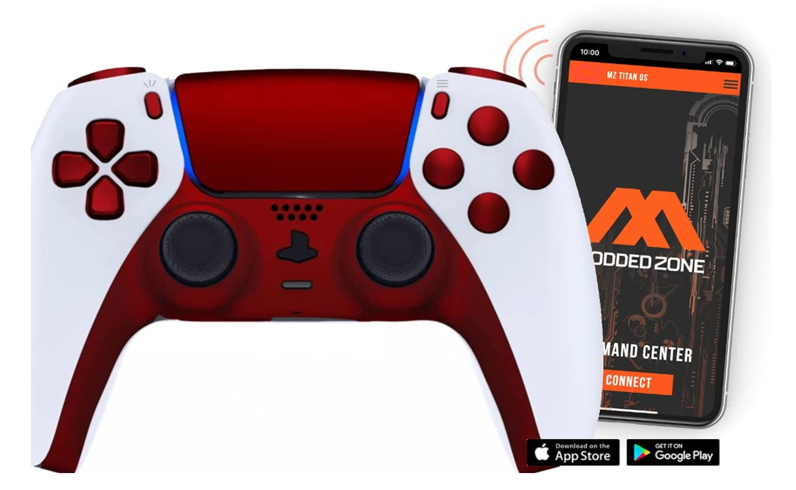 White/Red Smart Rapid Fire Custom PRO Modded Controller compatible with PS5 FPS