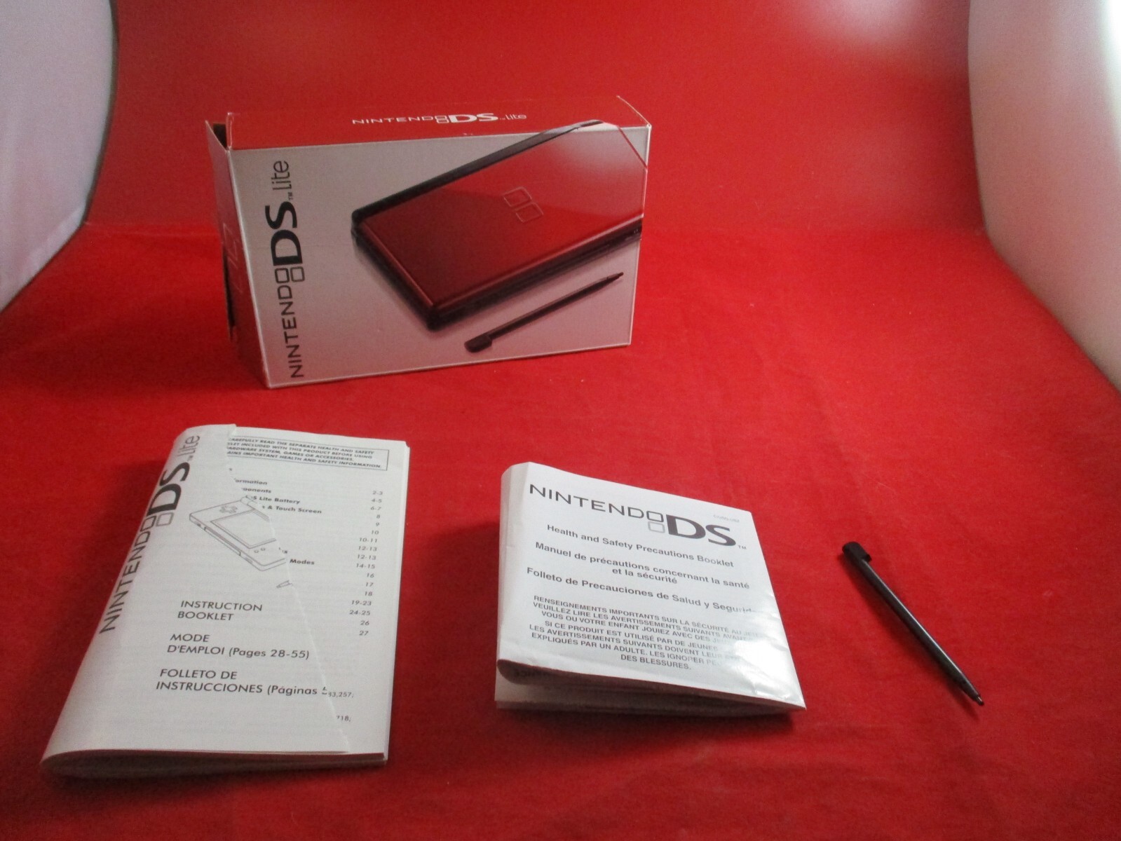 Nintendo DS Lite System Crimson Red Console Empty Box ONLY + Damaged Manual