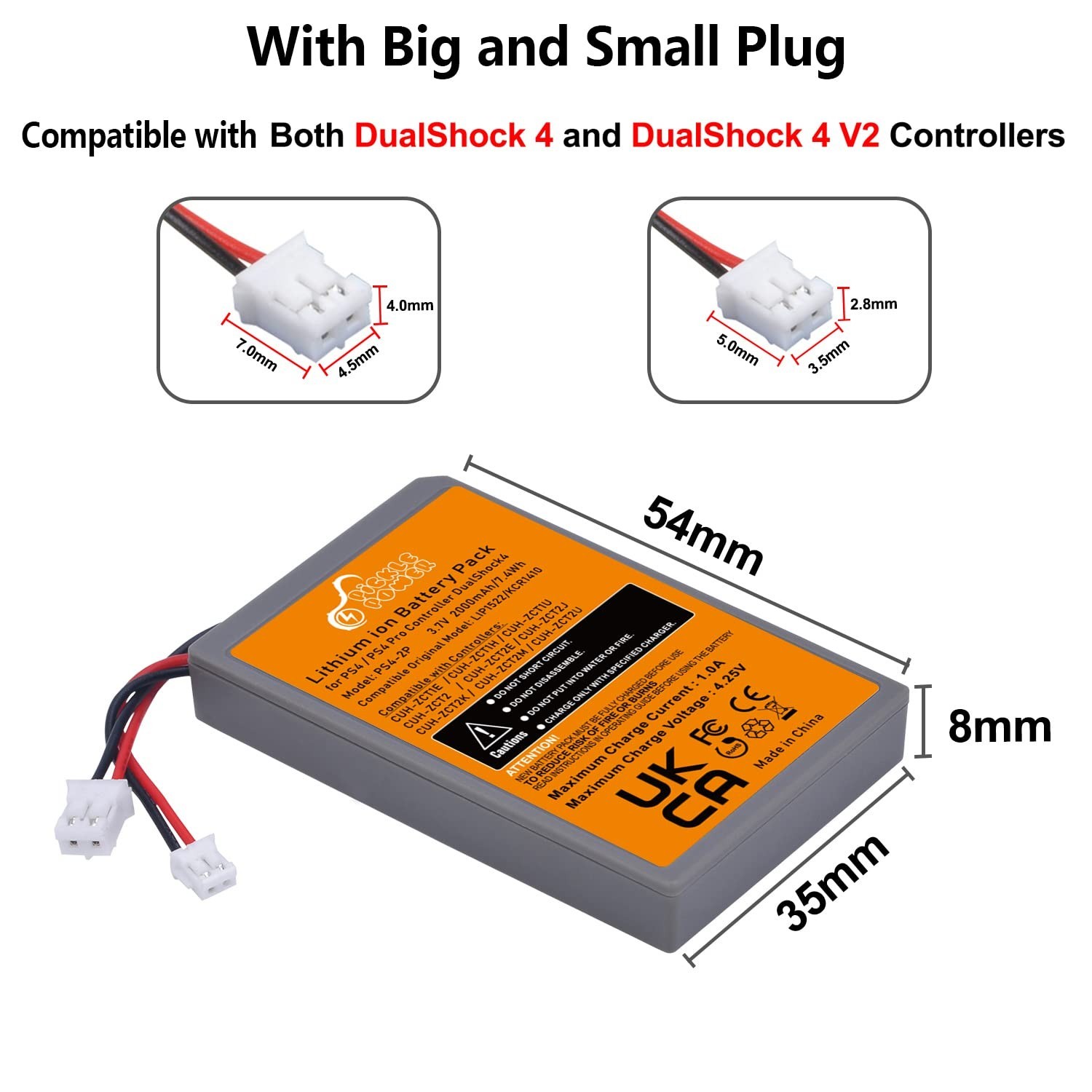 2000mAh PS4 Controller Battery Replacement – 2 Pack for PlayStation 4 DualShock
