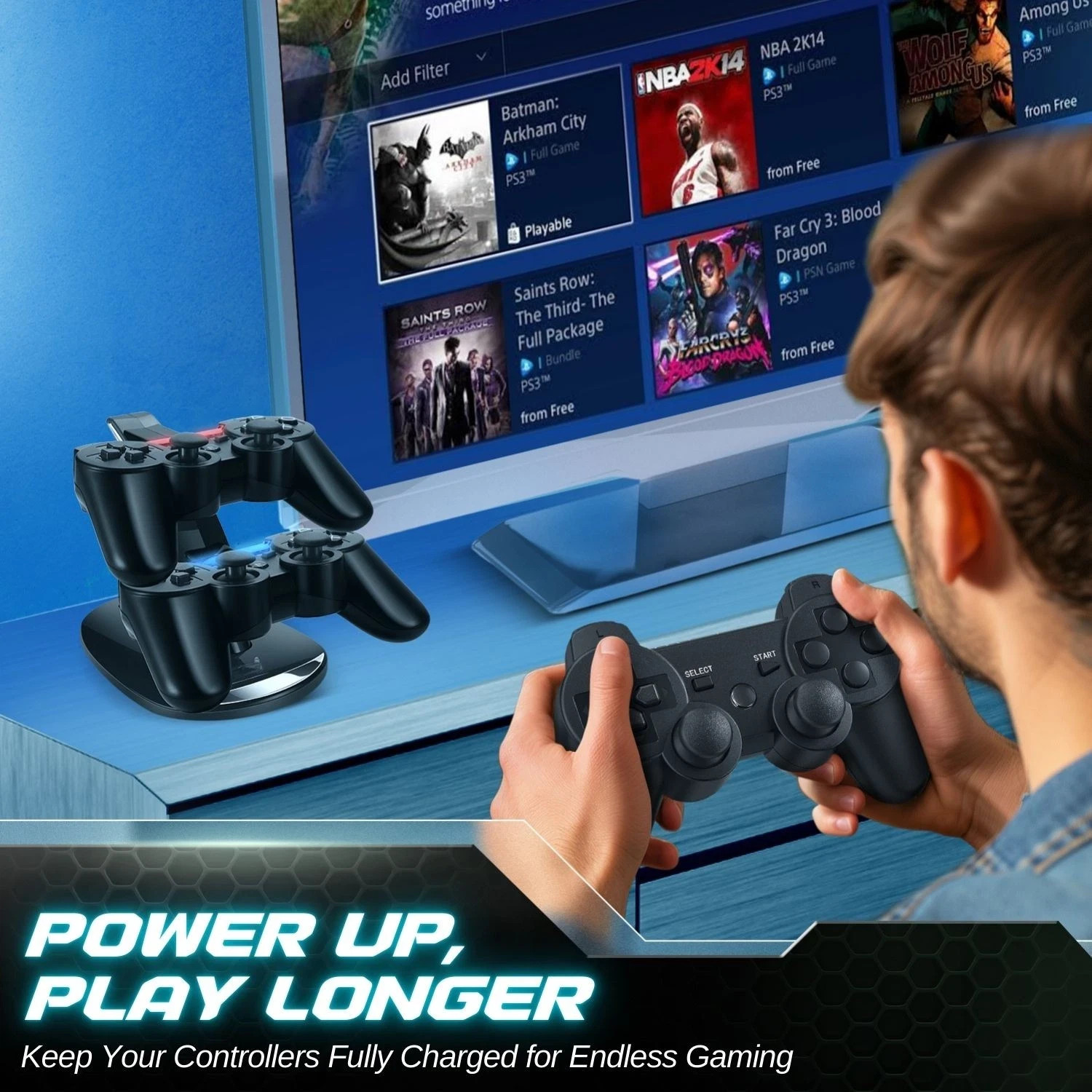 PS3 Controller Charger Stand f/ Sony Playstation 3 Controller Wireless Dualshock