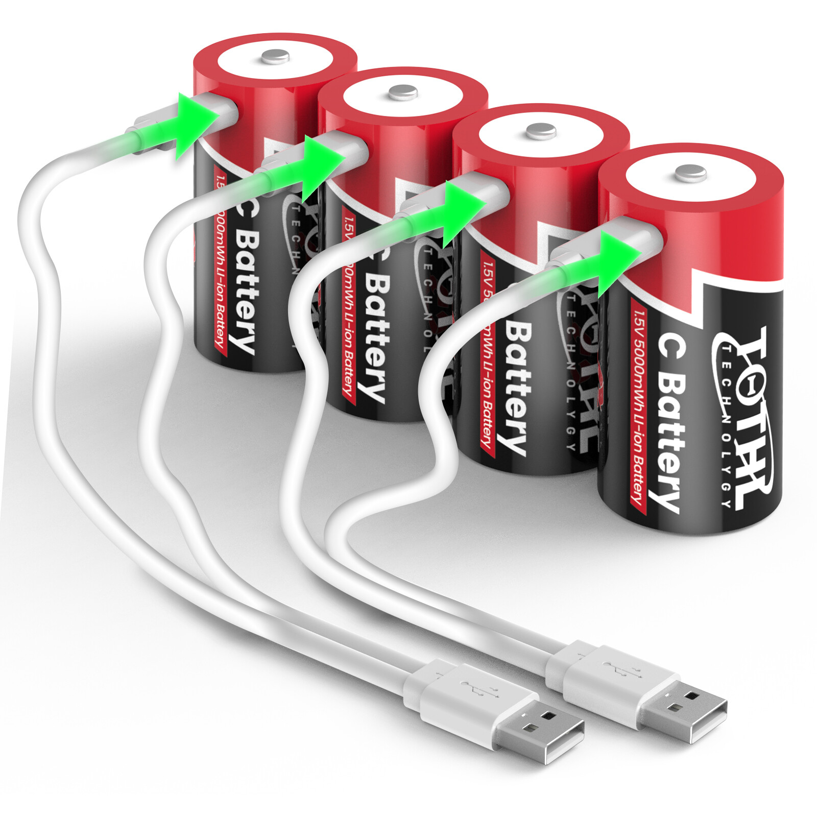 1.5V Lithium C Battery 4 Pack Rechargeable C Batteries with Type-C Cable