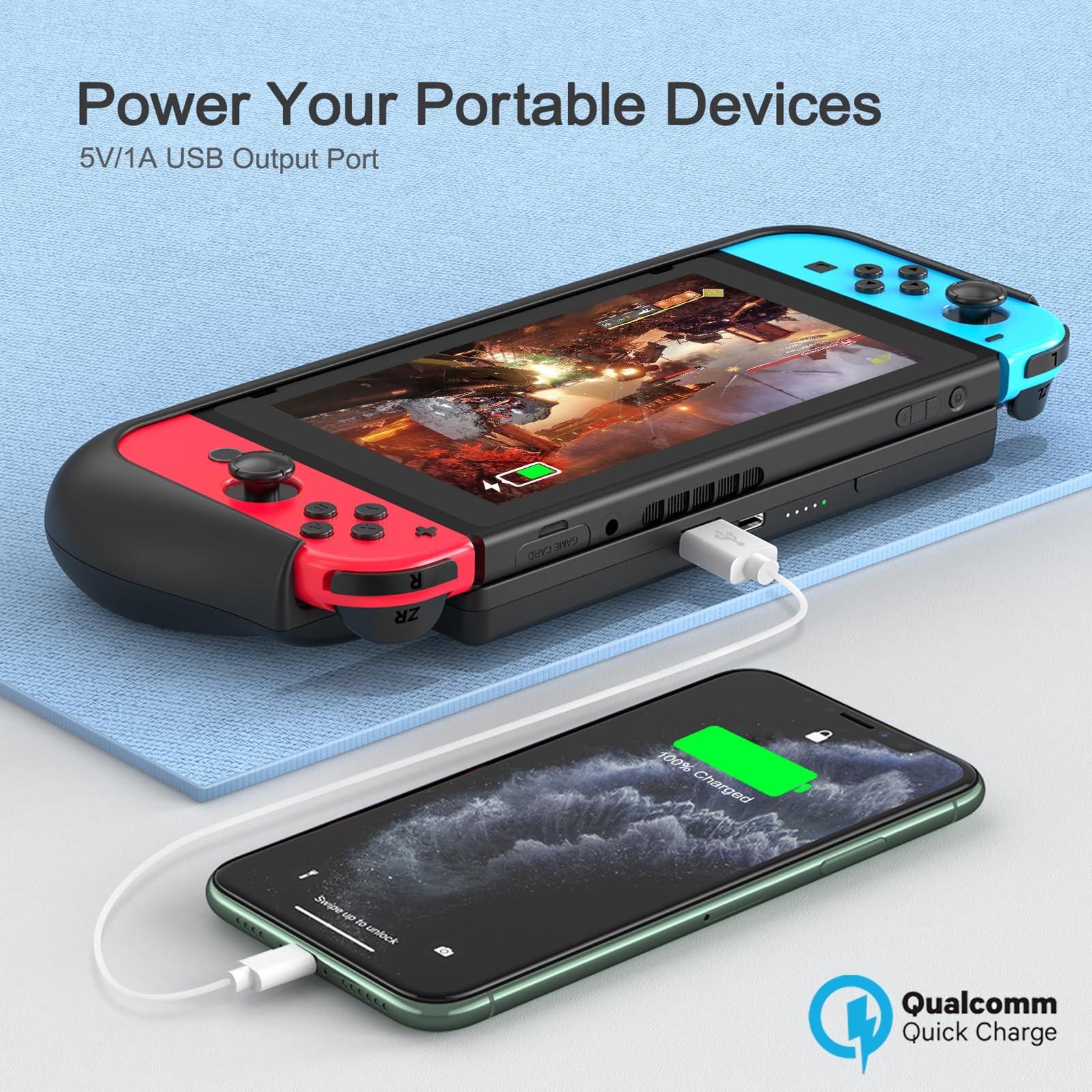 External Battery Station for Nintendo Switch, 10000mAh Backup Portable Charge…