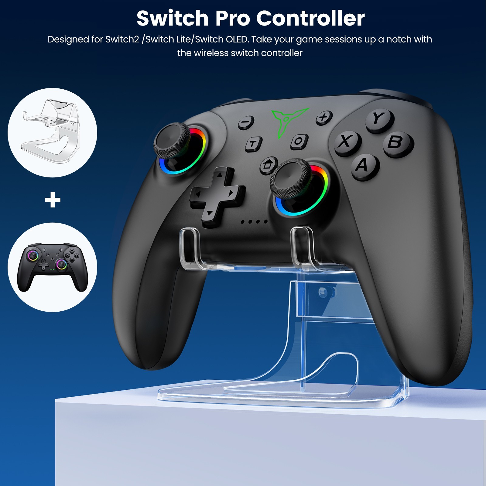 Wireless Bluetooth Controller PC Controller with Holder Hall Effect Joystic