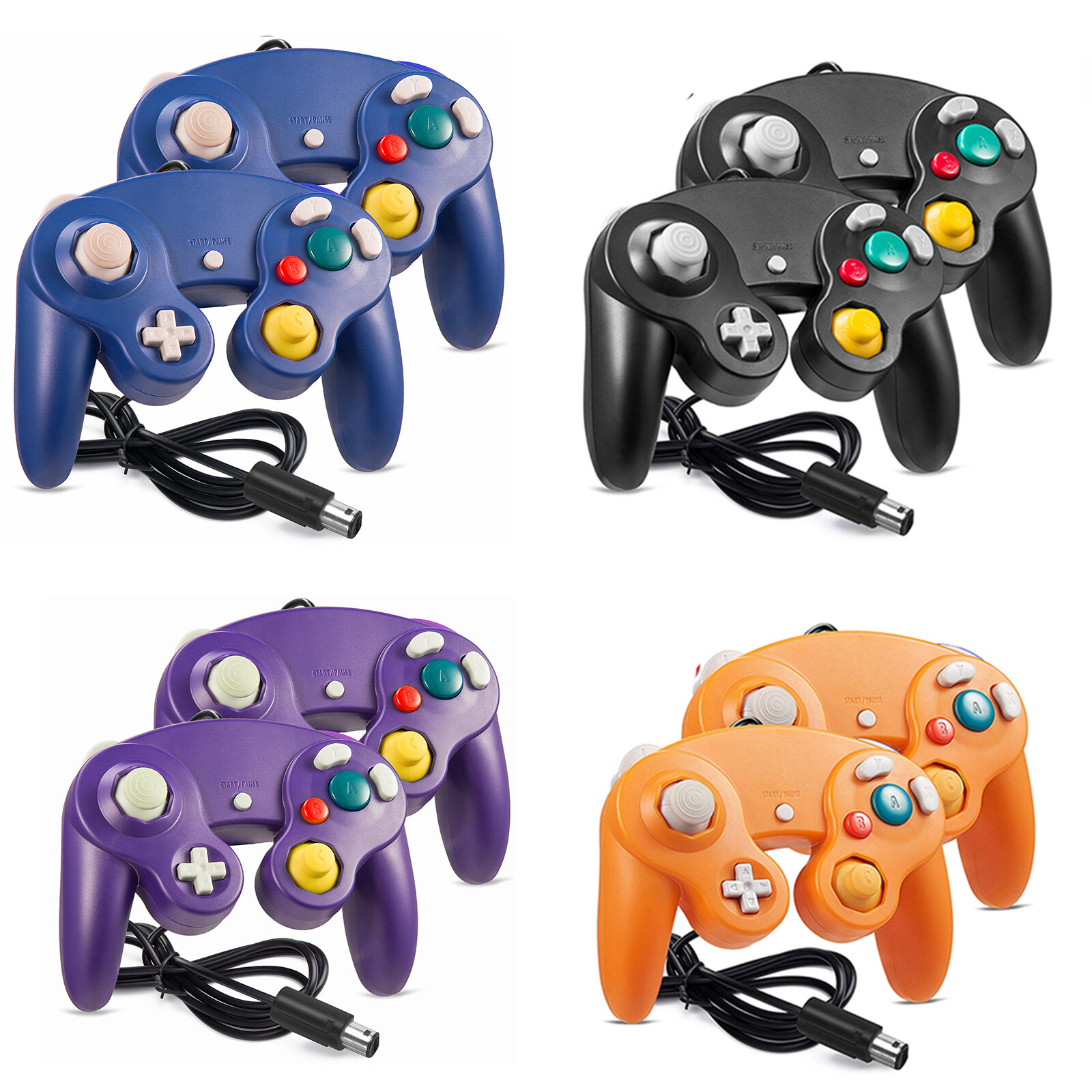 2 Pack Wired Rumble Controller Gamepad for Nintendo GameCube Console Dual Shock