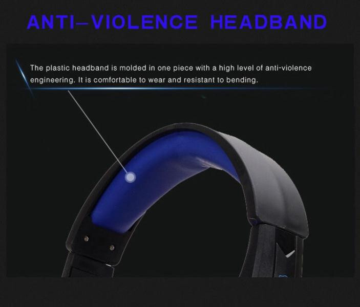 New Wired Gaming Headset PC, Blue LED, Extra Bass Omni Mic, USB, 3.5mm