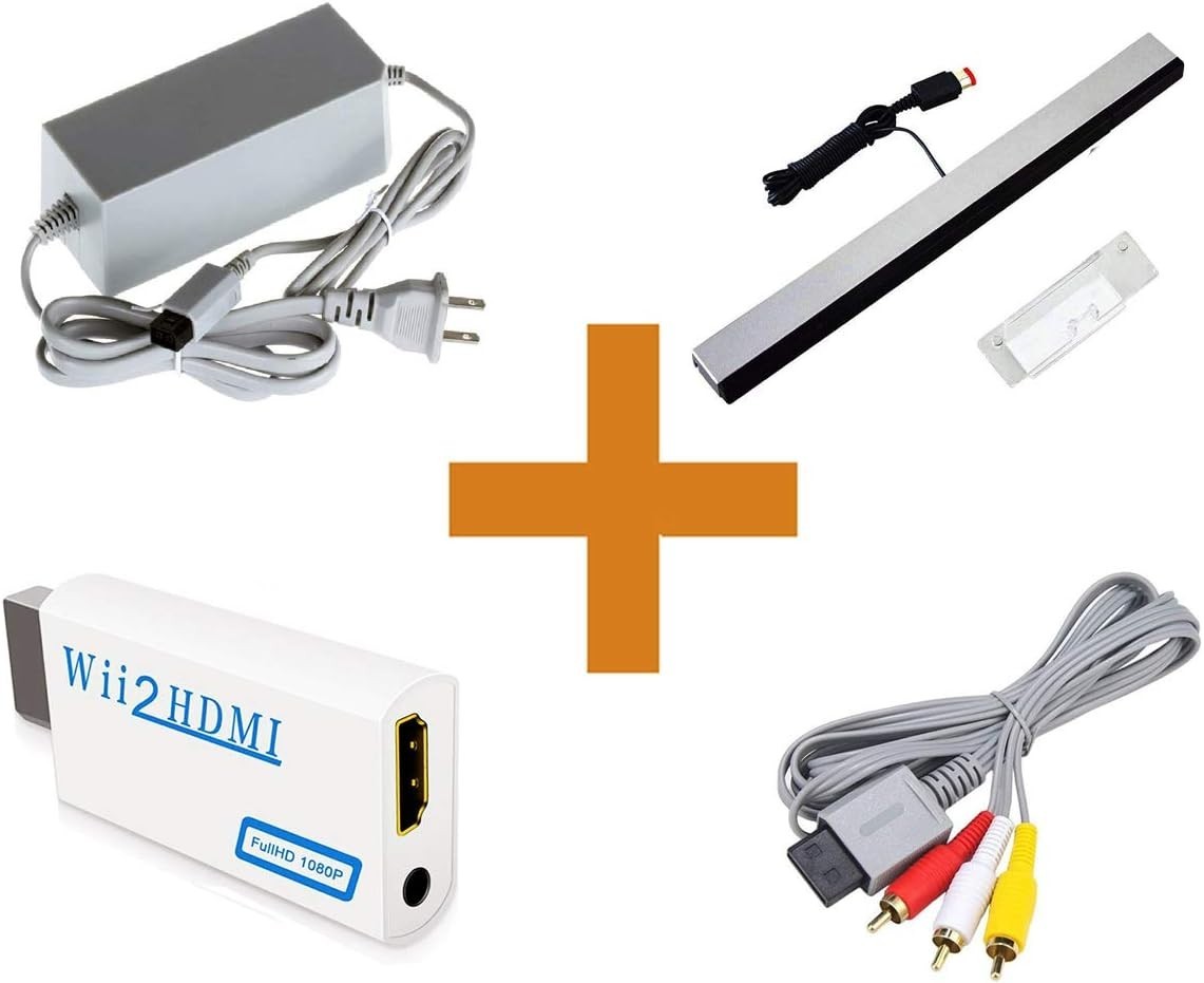 Essential 4-in-1 Wii Replacement Cables: Enhanced HDMI Converter and Sensor Bar