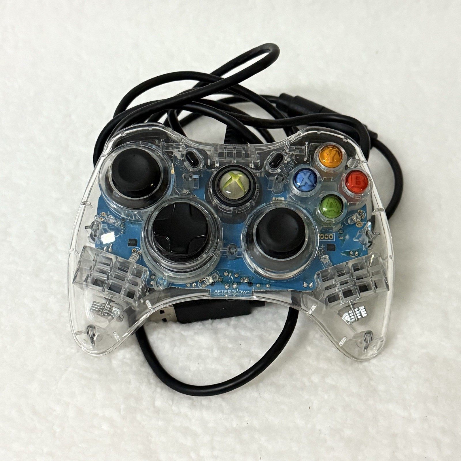 Afterglow Xbox 360 Clear Wired Remote Controller PL3702 Wired Blue Led Untested