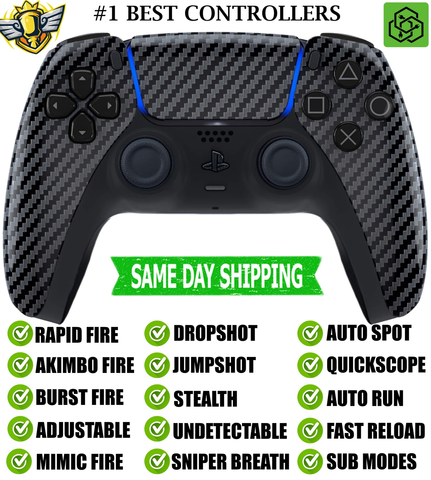 Carbon Fiber Silent Modz New Rapid Fire Best Wireless Modded Controller for PS5