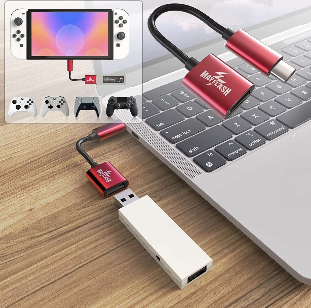 MAYFLASH Magic NS2 Wireless Bluetooth Controller Adapter for Switch, PS4&3, Xbox