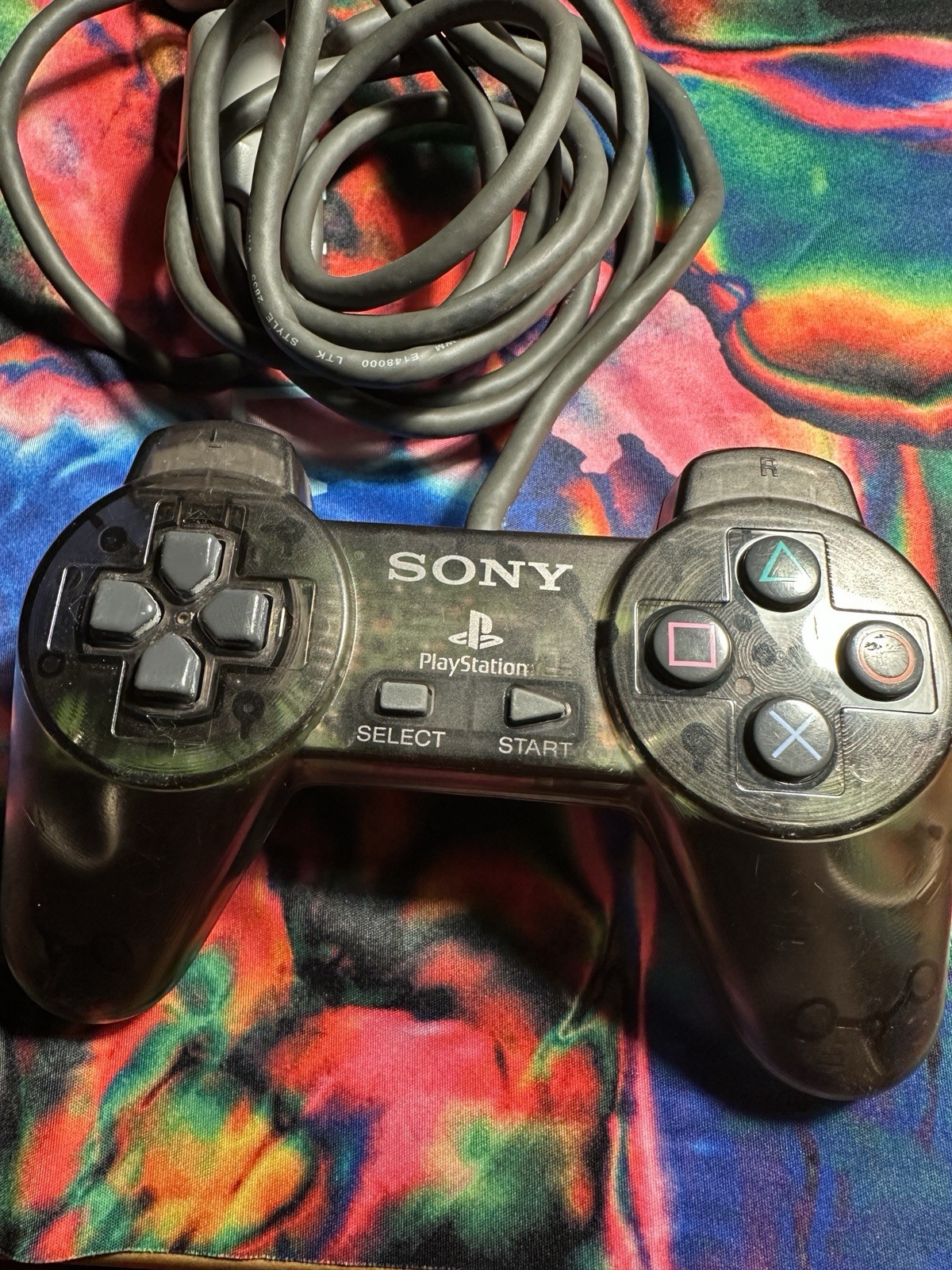 Sony PlayStation 1 PS1 Smoke Clear Black Controller SCPH-1080 -Tested -Authentic