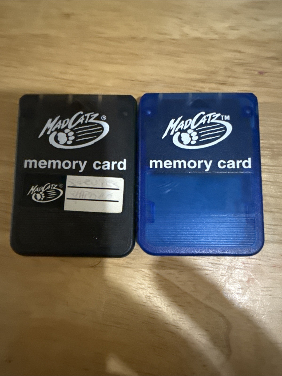MadCatz PS1 Memory Card Lot of 2 Clear Blue Clear Black Third Party