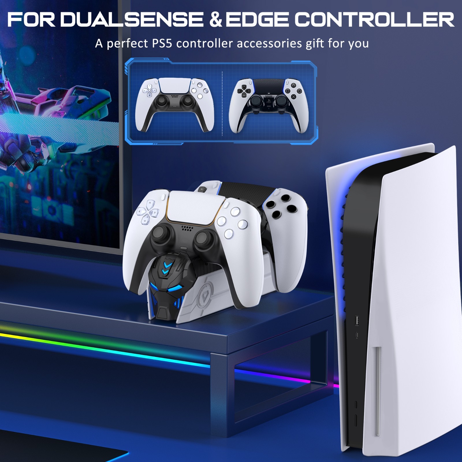 PS5 Controller Charger Dual Fast Charging Dock for Sony Playstation DualSense 5