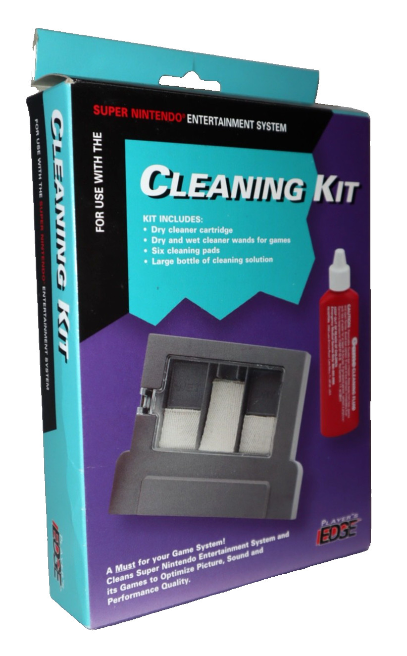 SNES RECOTON PLAYER’S EDGE CLEANING KIT SUPER NINTENDO CIB VTG 1997