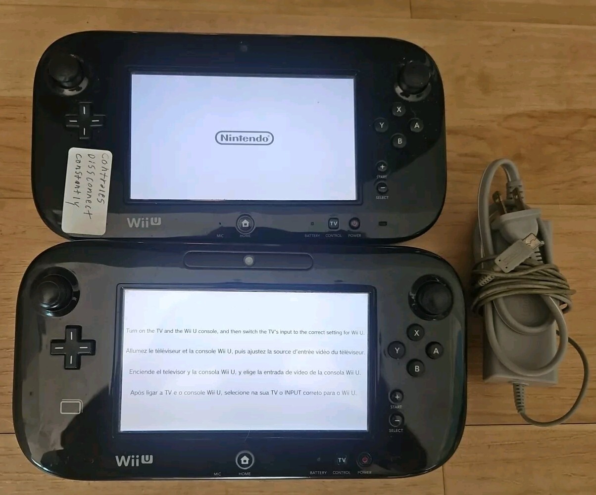 2X AS-IS NINTENDO WII U GAME PAD CONTROLLERS W CHARGING CABLE CORD WUP-010! a159