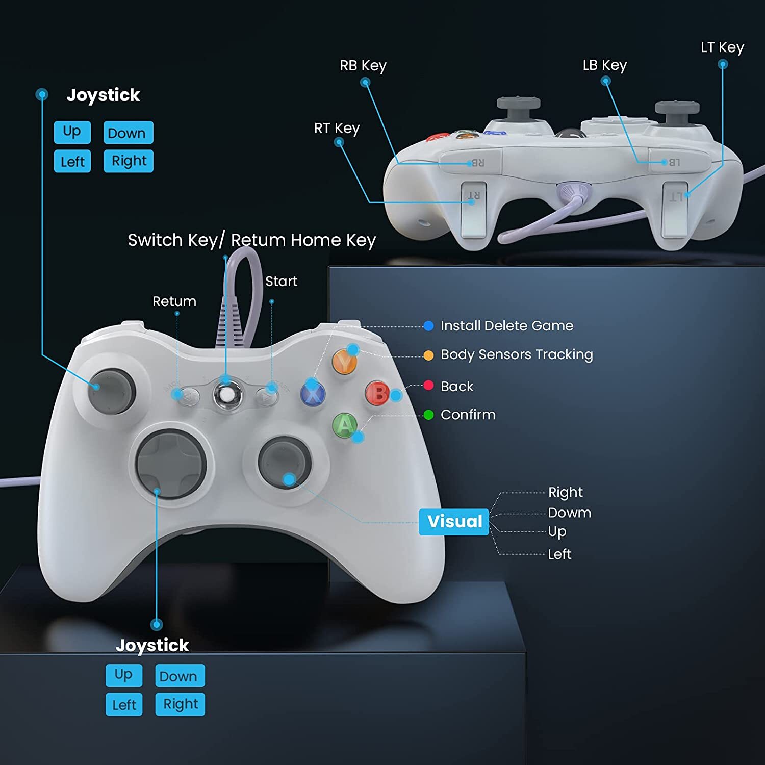 Wired Xbox 360 Gamepad Controller for Xbox 360/360 Slim/PC Windows 7 8 10 11 MAC