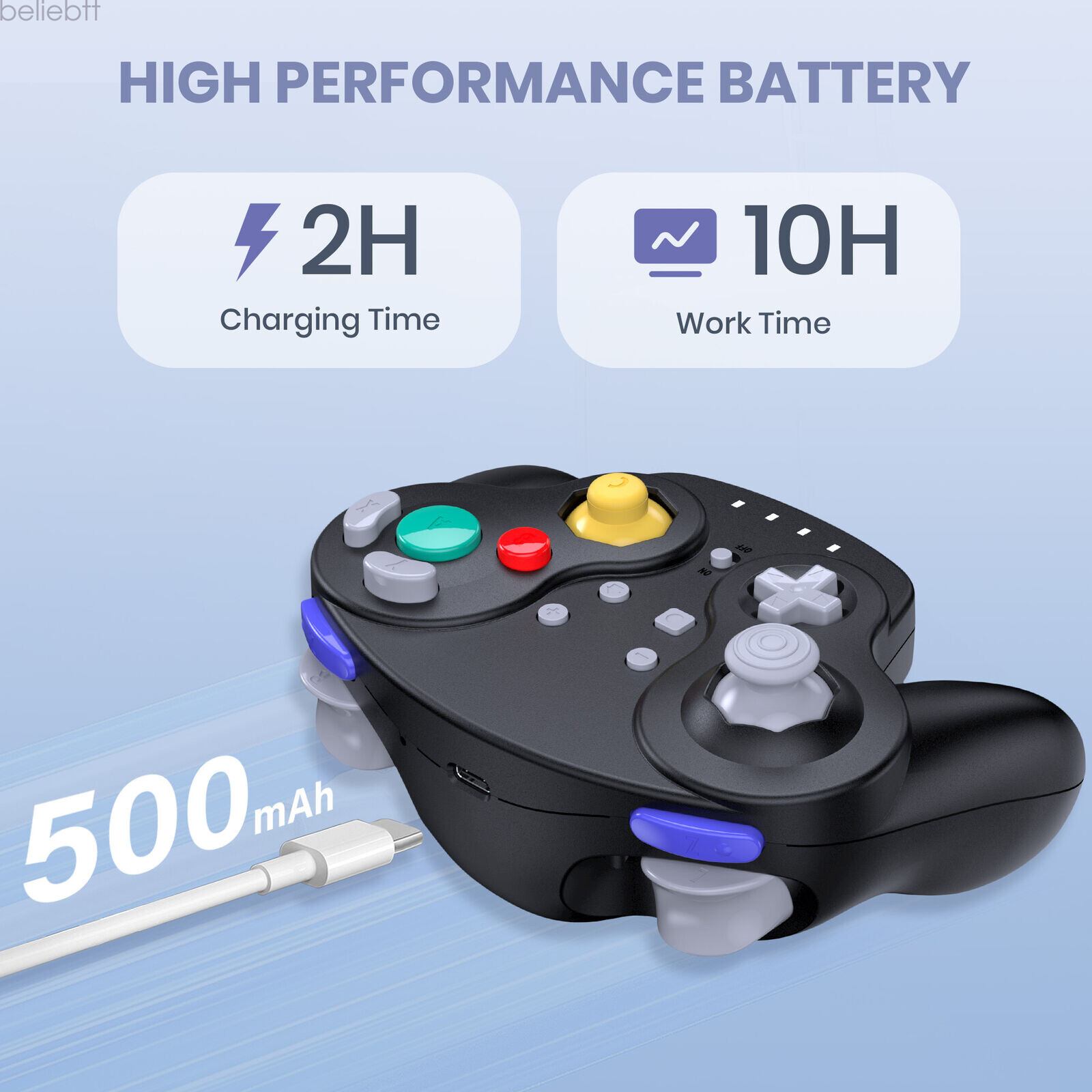 Wireless NFC Gamecube Style Controller for Switch 1/2 PC -/Rumble /Gyro Axis