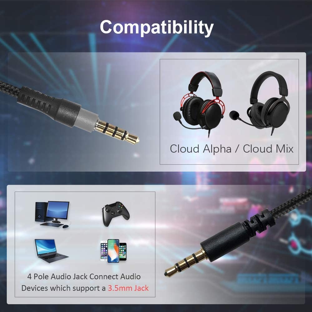 QJYTH Replacement Cable Cord Compatible with Kingston 1.5M (4.92FT), Black