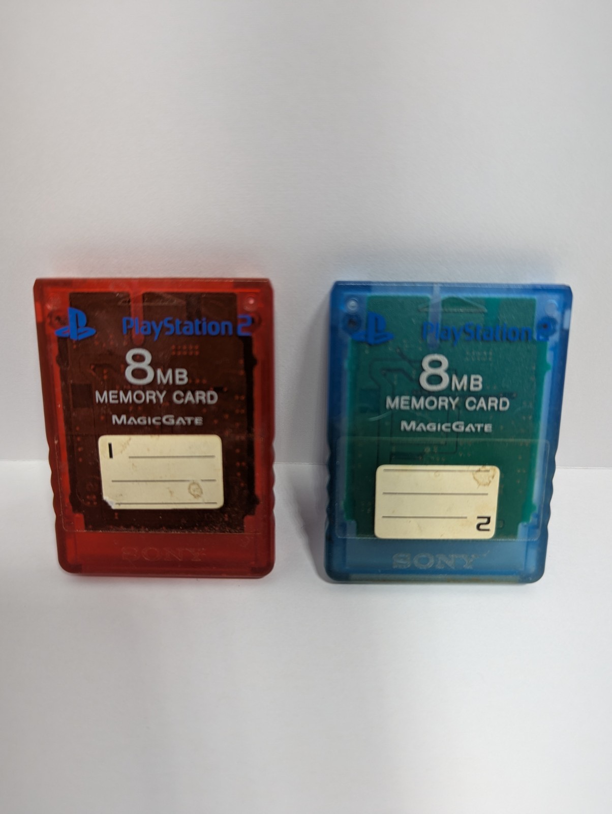 Playstation 2 PS2 Official OEM 8 MB Memory Card SCPH-10020 transparent (qty 2)