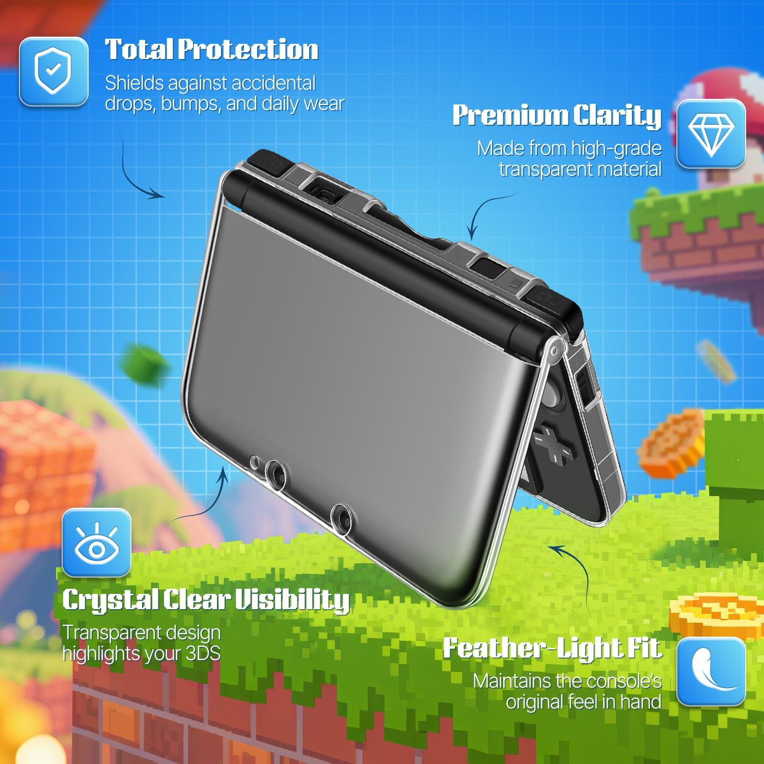 Clear Hard Crystal Protective Case Cover For Nintendo 3DS XL LL