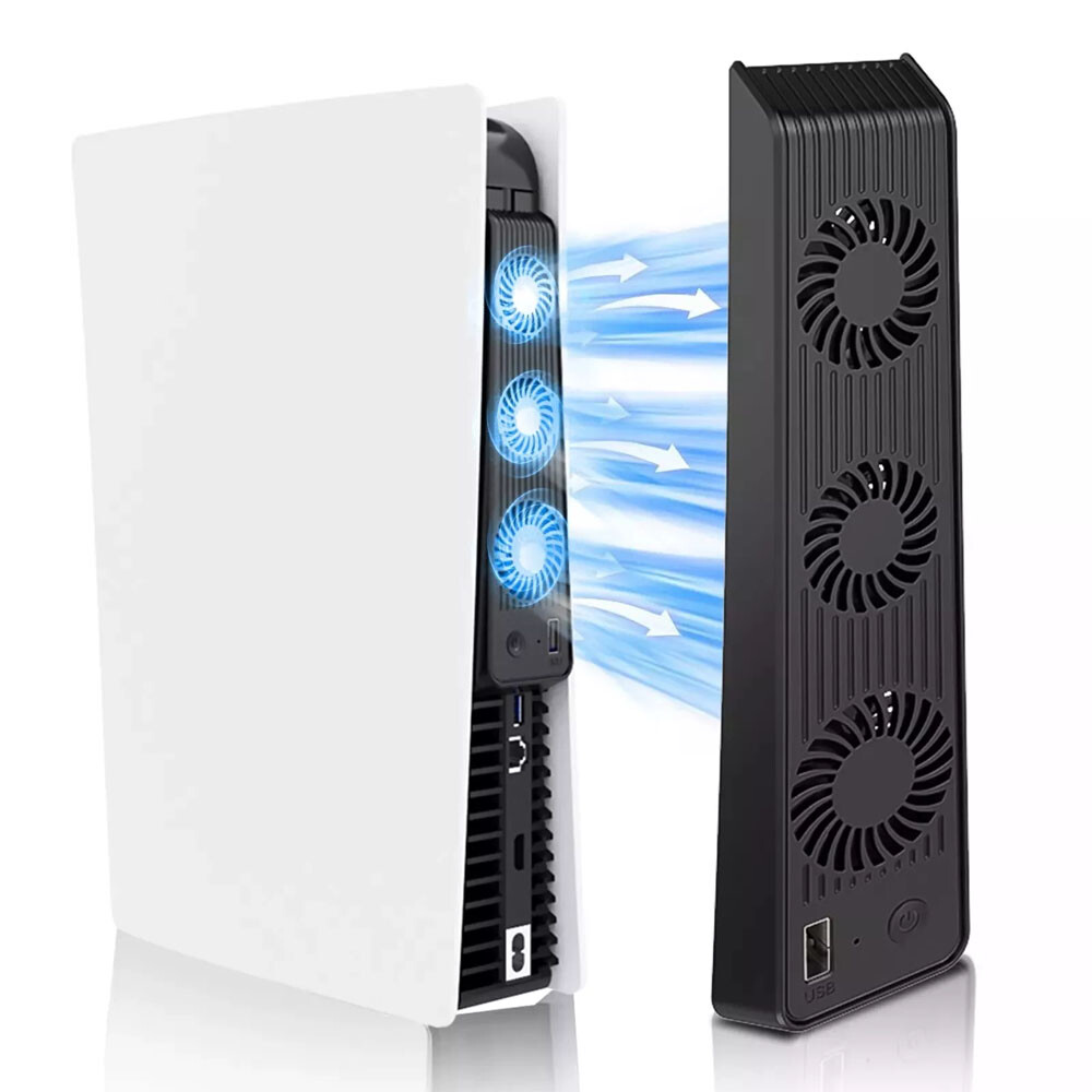 For PS5 PlayStation 5 Cooling Fan 3 Blue LED Lights Enhance Your Gaming Setup